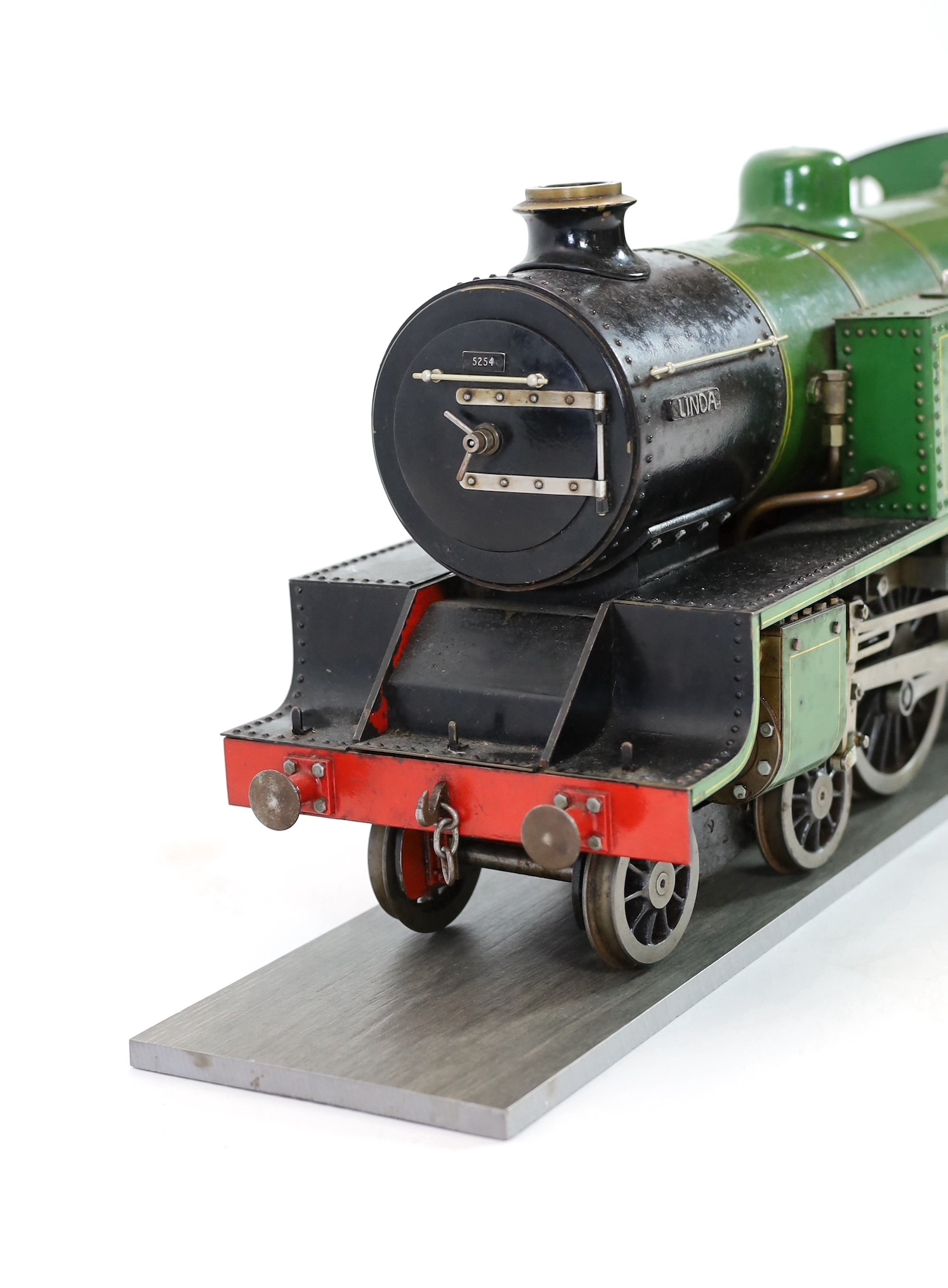 A scratch built live steam model of a C.M.R 2-4-4 tank engine ‘Linda’, length 77cm width 20cm height 27cm